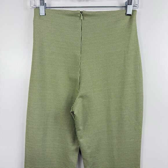 NWOT Gingham Plaid Green White Le Lis Flare Leg Pants Small High Waisted Preppy - Picture 7 of 11